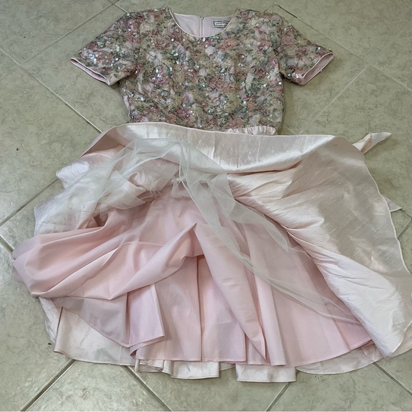 Vtg. Jonathan Tait Silk Doll Core Dress Pink w Sequins Tafatta , Bow size 12 - Picture 11 of 11